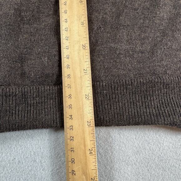 Merino Wool Sweater Women Med Brown Textured V-Neck Knit Top Y2K 90s Era Classic - Picture 15 of 15